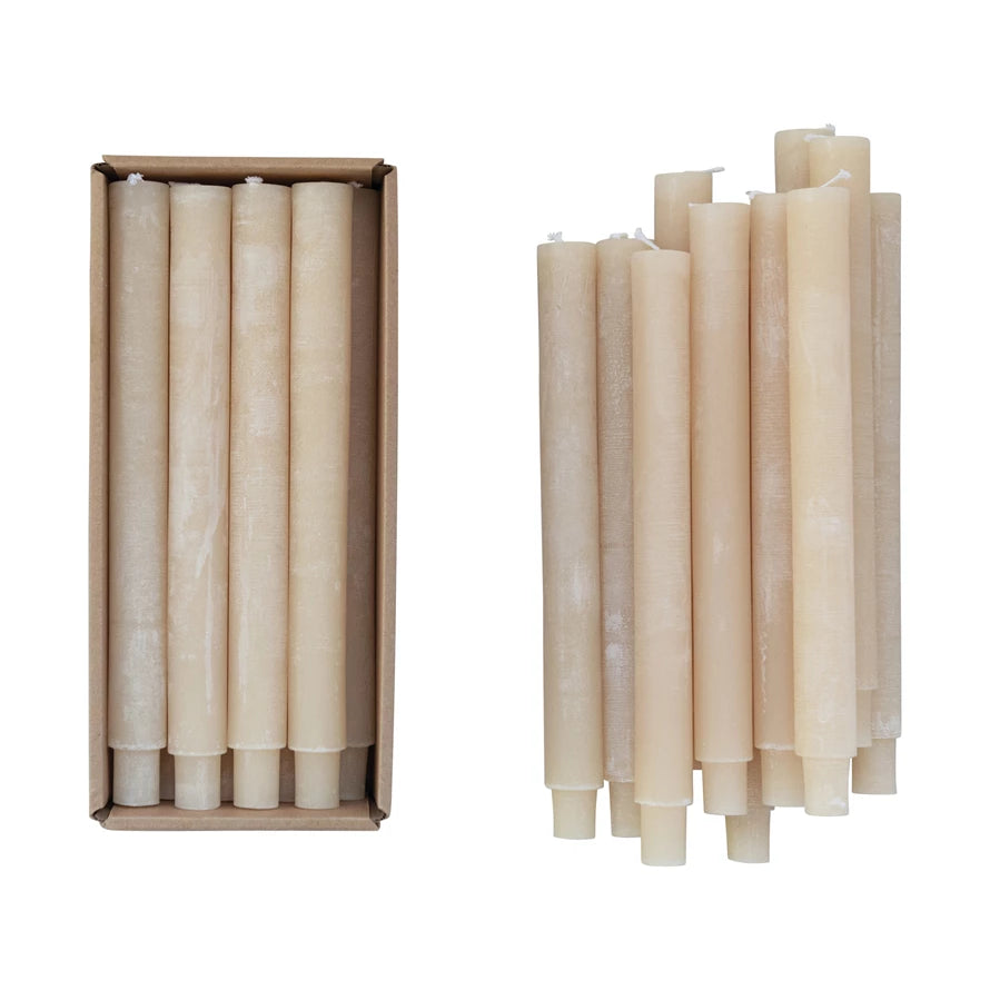 Set of 2 Unscented Taper Candles, Powder Finish