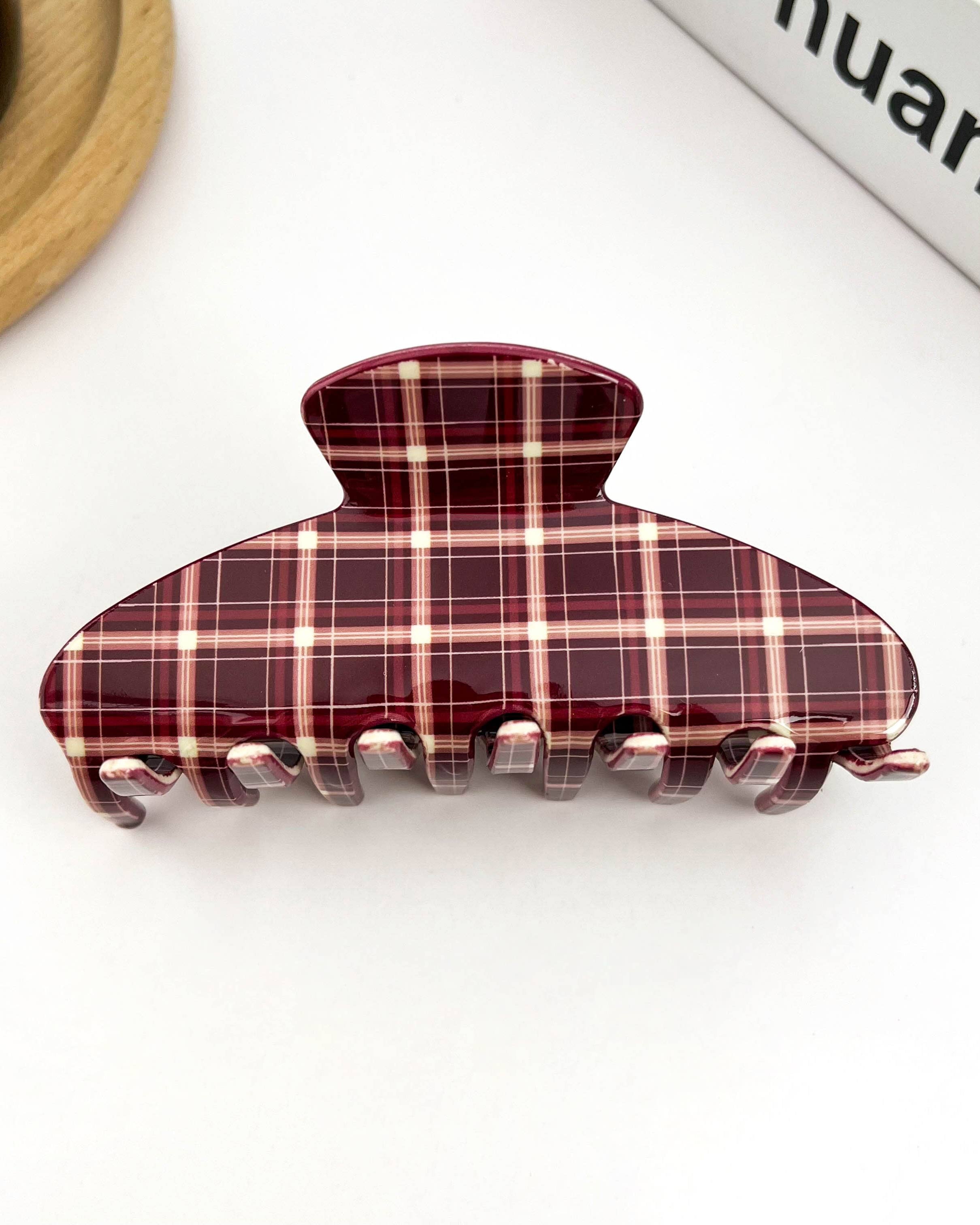 Vintage Red Plaid Claw Clip