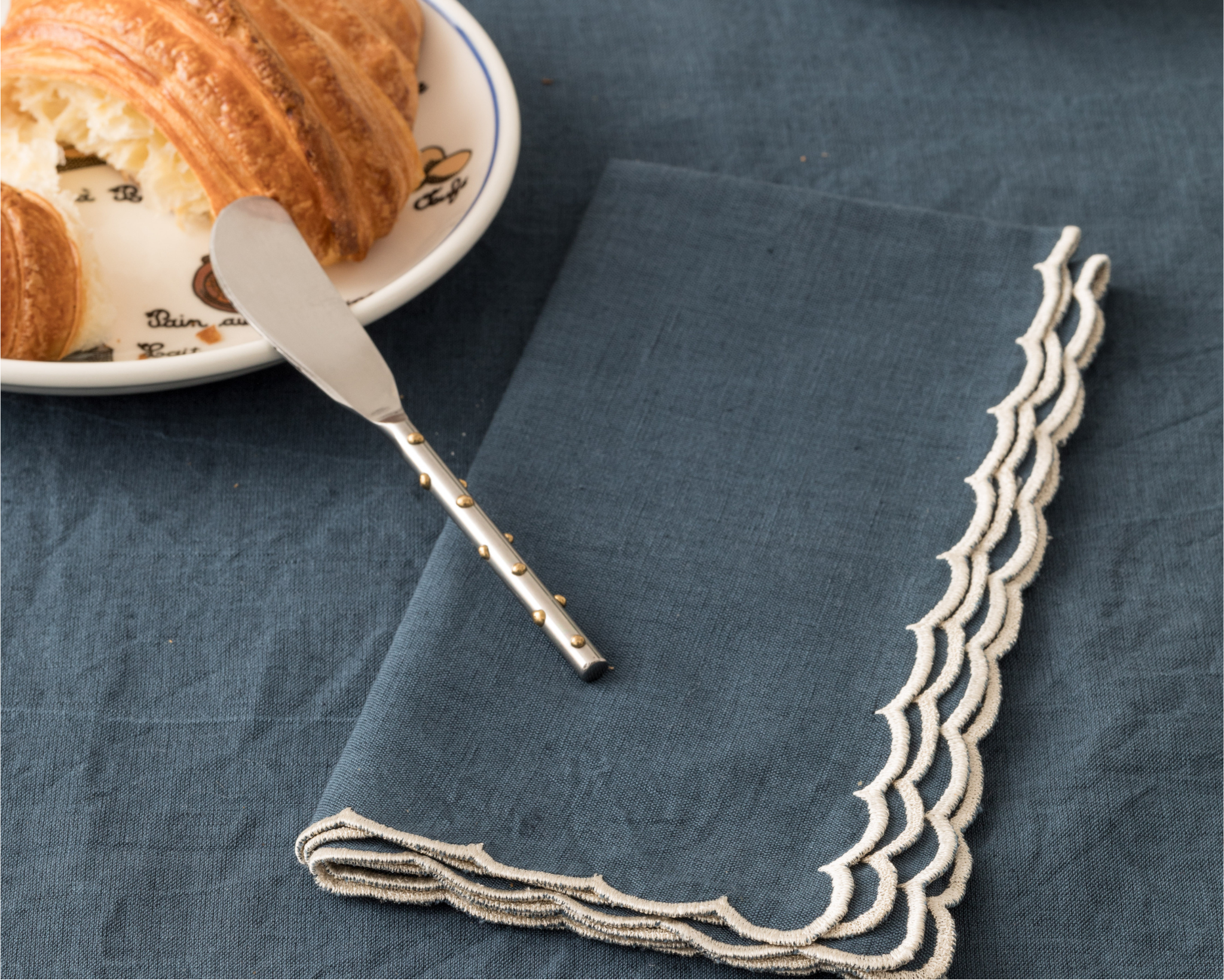 Blue Scalloped Edge Napkin