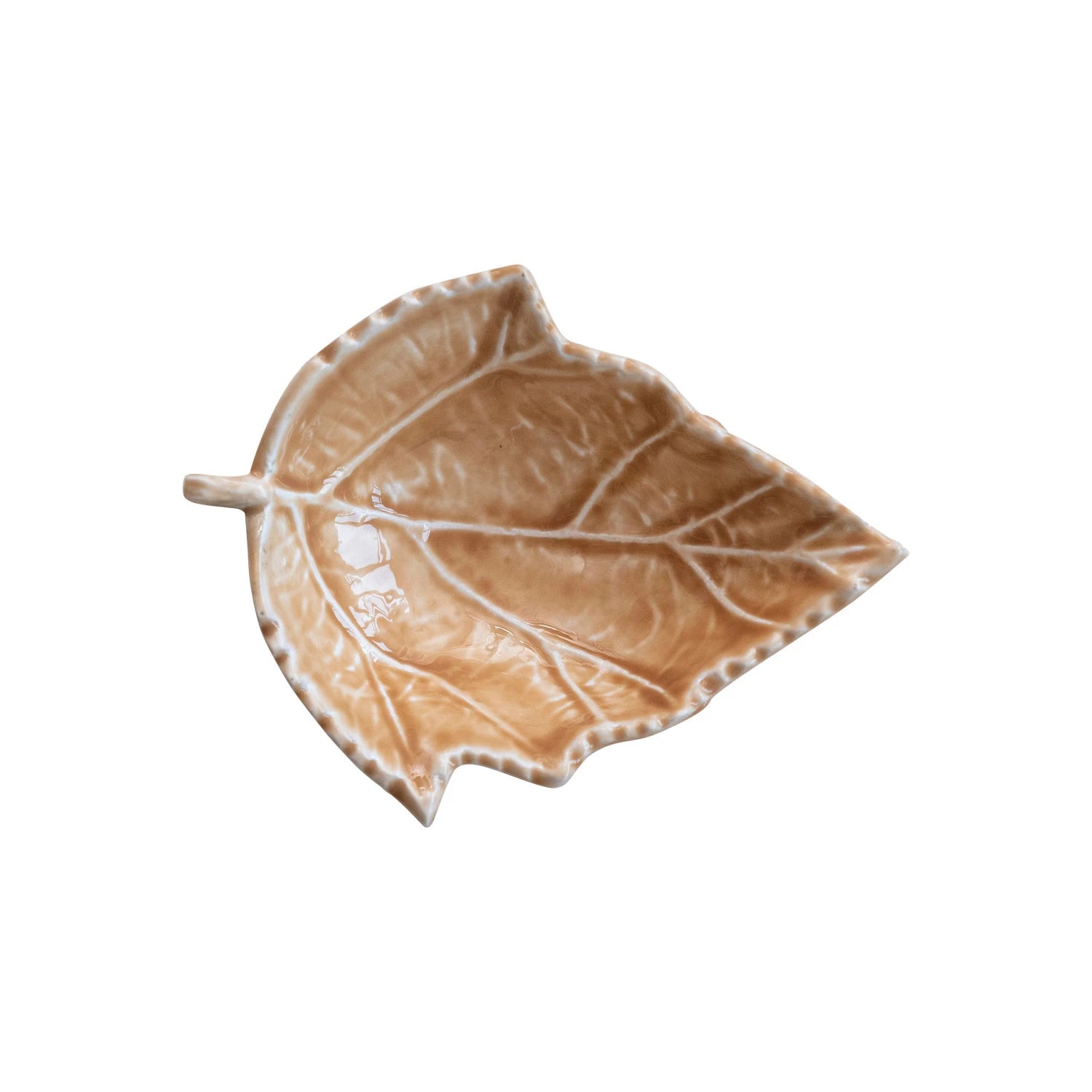 Enameled Aluminum Leaf Shaped Dish, Brown