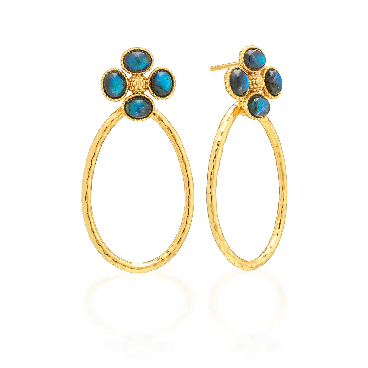 Berry Clover Blue Teardrop Earrings