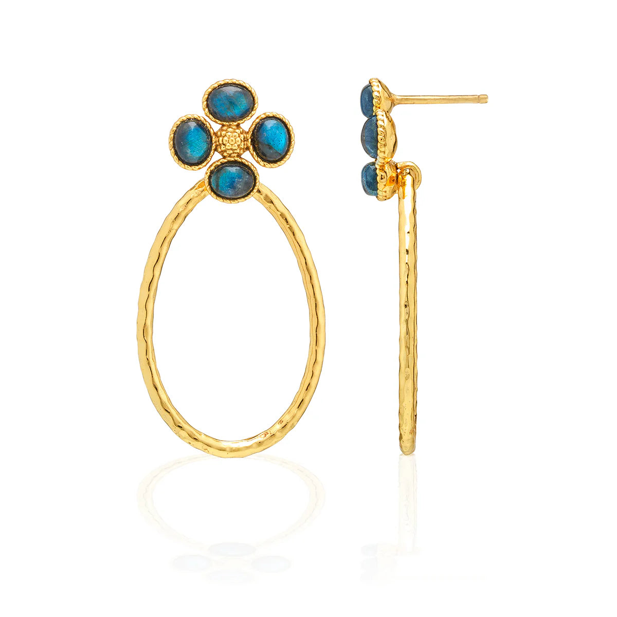 Berry Clover Blue Teardrop Earrings
