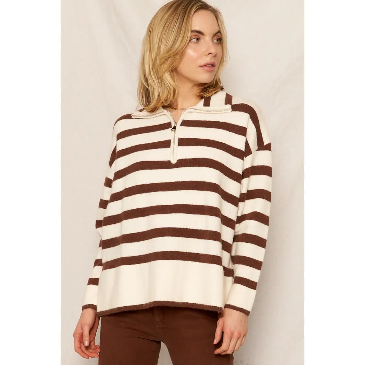 Striped Half-Zip Sweater