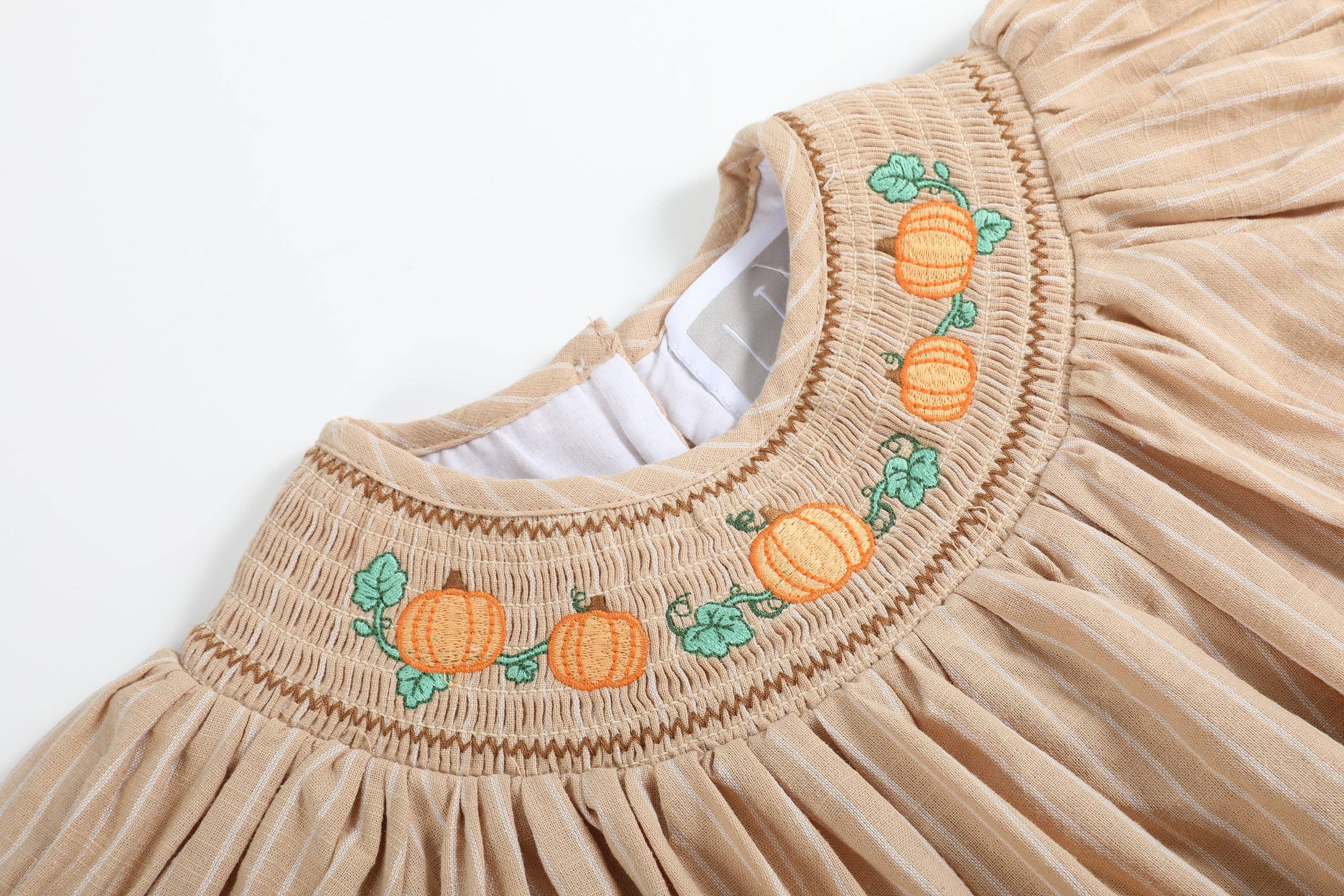 Pumpkin Smocked Bishop Dress