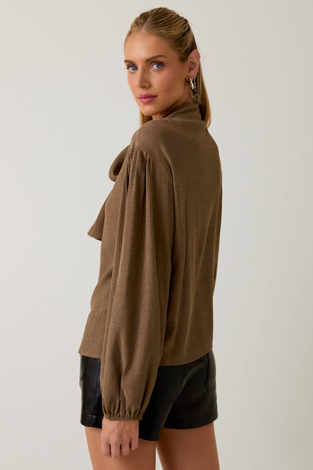 Long Sleeve Neck Tie Blouse Coco