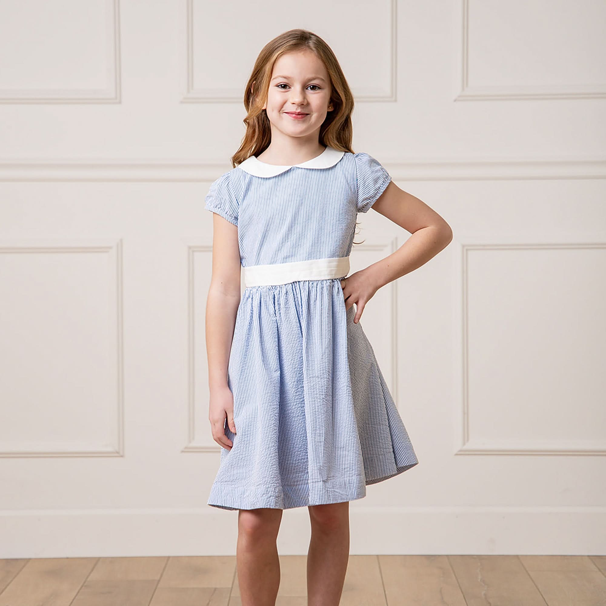 Seersucker Peter Pan Collar Dress