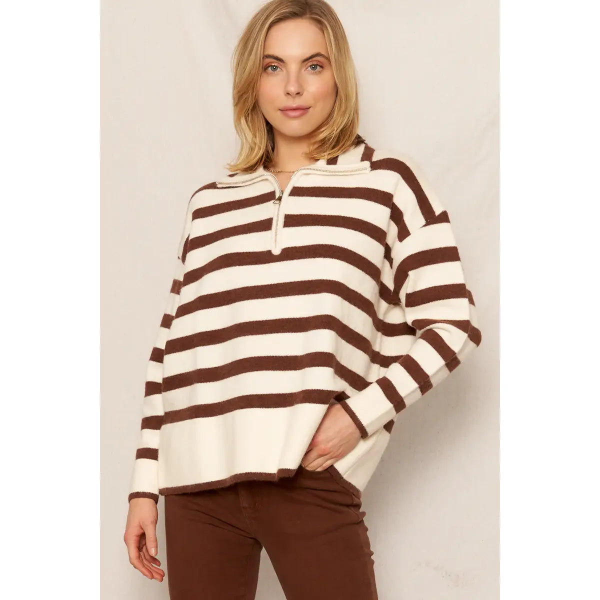 Striped Half-Zip Sweater