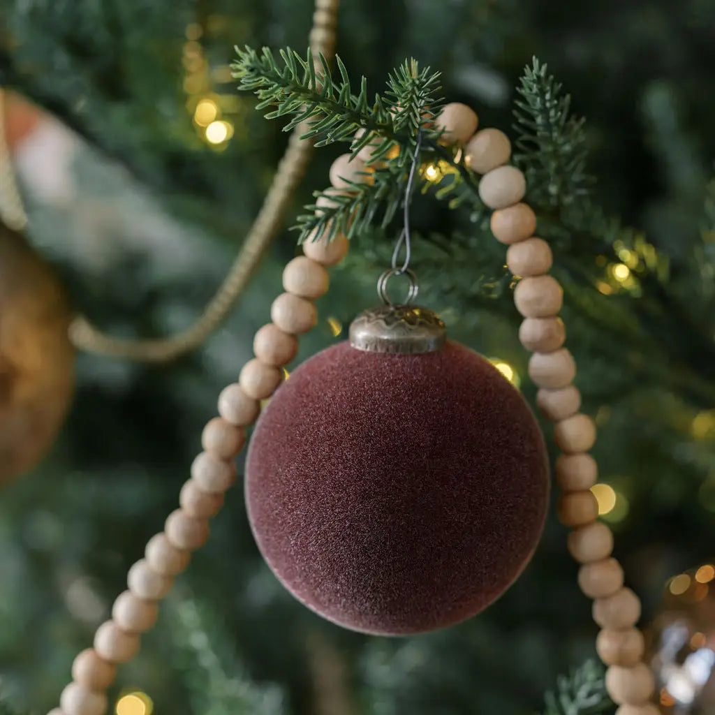 3" Flocked Bordeaux Glass Ornament