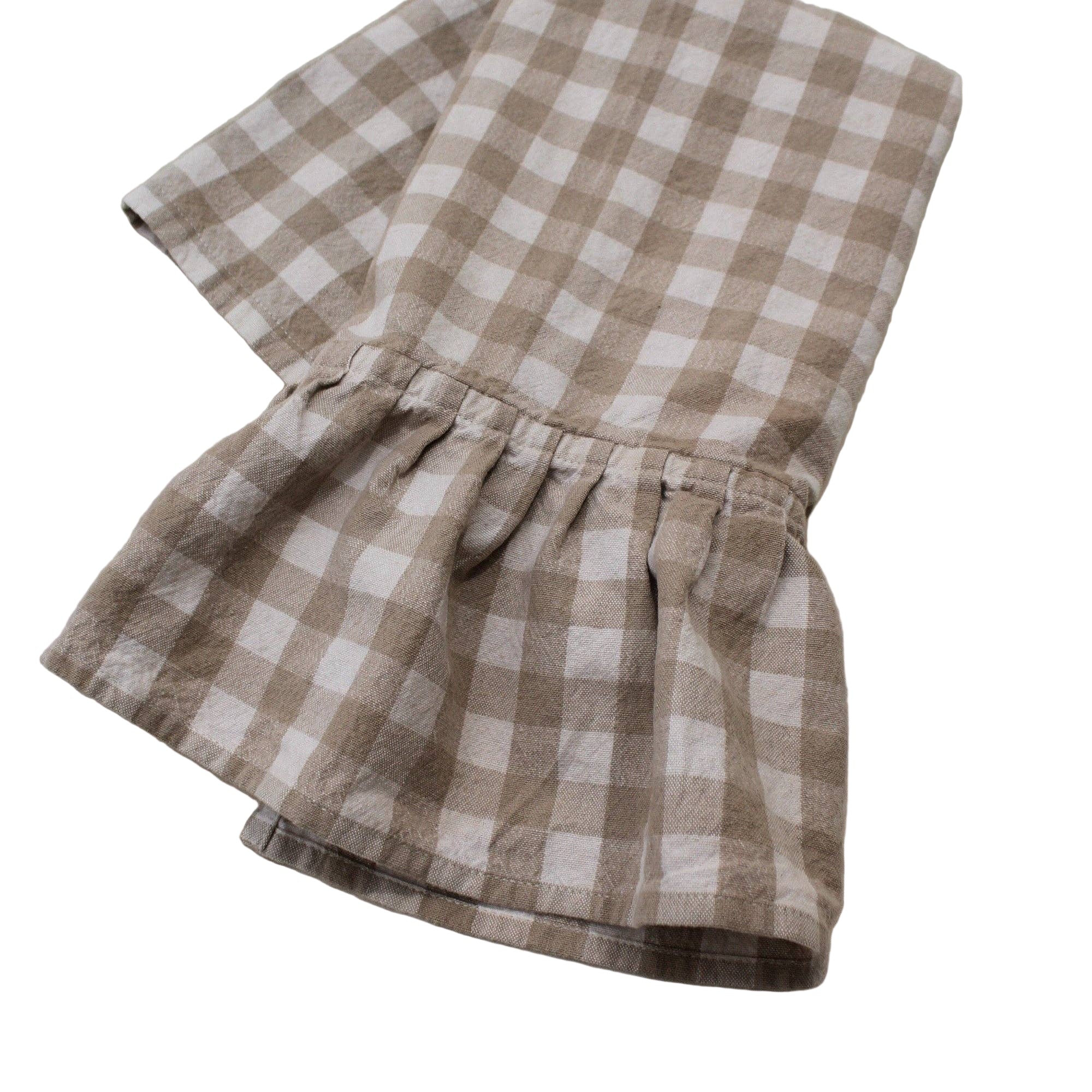 Hazelnut Ruffled Gingham Dish Towel