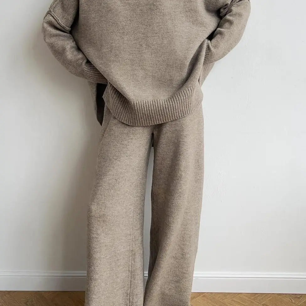 Knit Turtleneck/ Wide Leg Pant Set