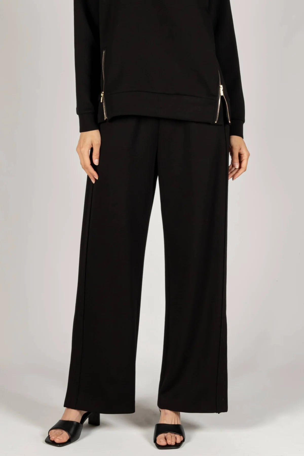 P. CILL "Butter Modal" Wide Leg Pants with Bottom Slits