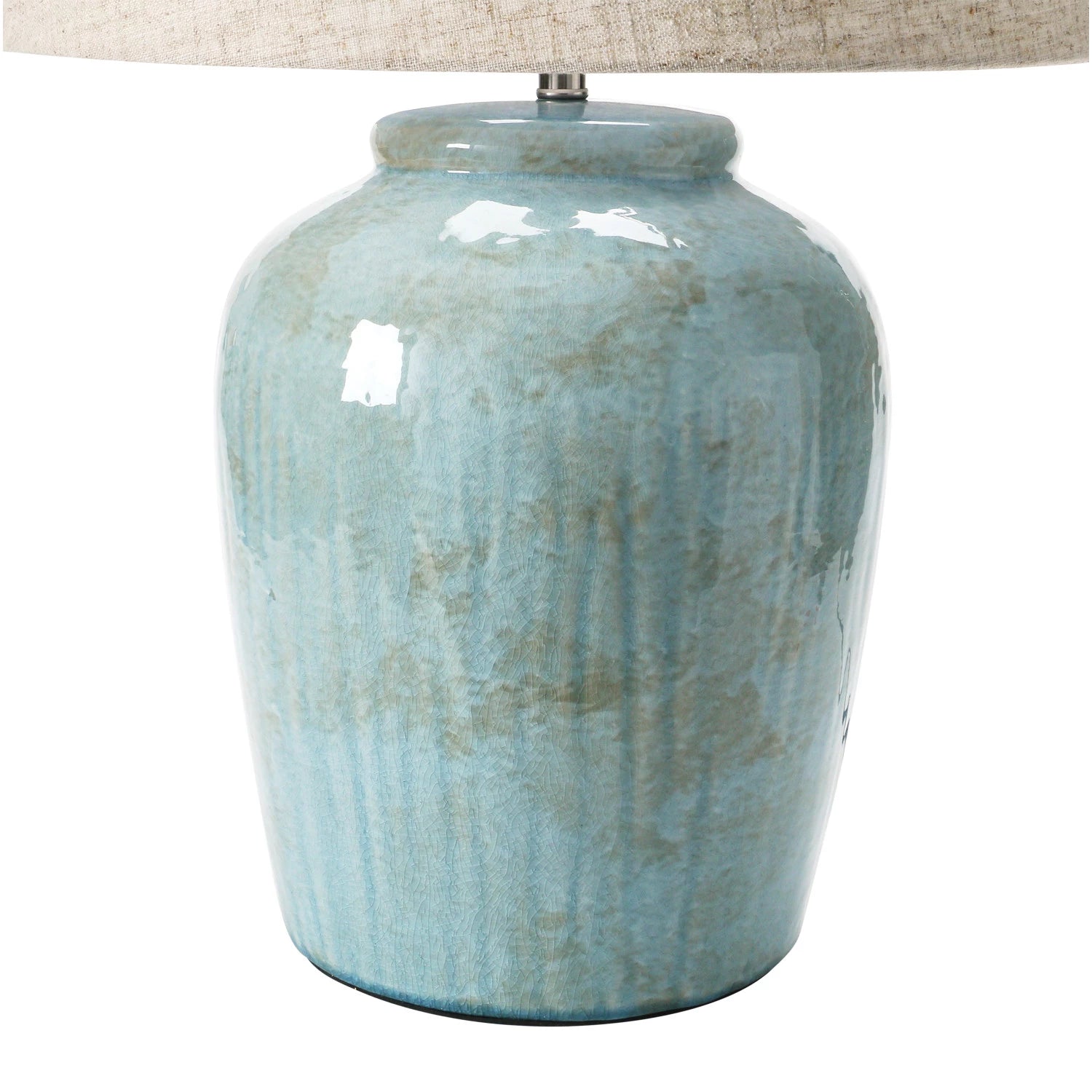 Stoneware Table Lamp with Linen Shade