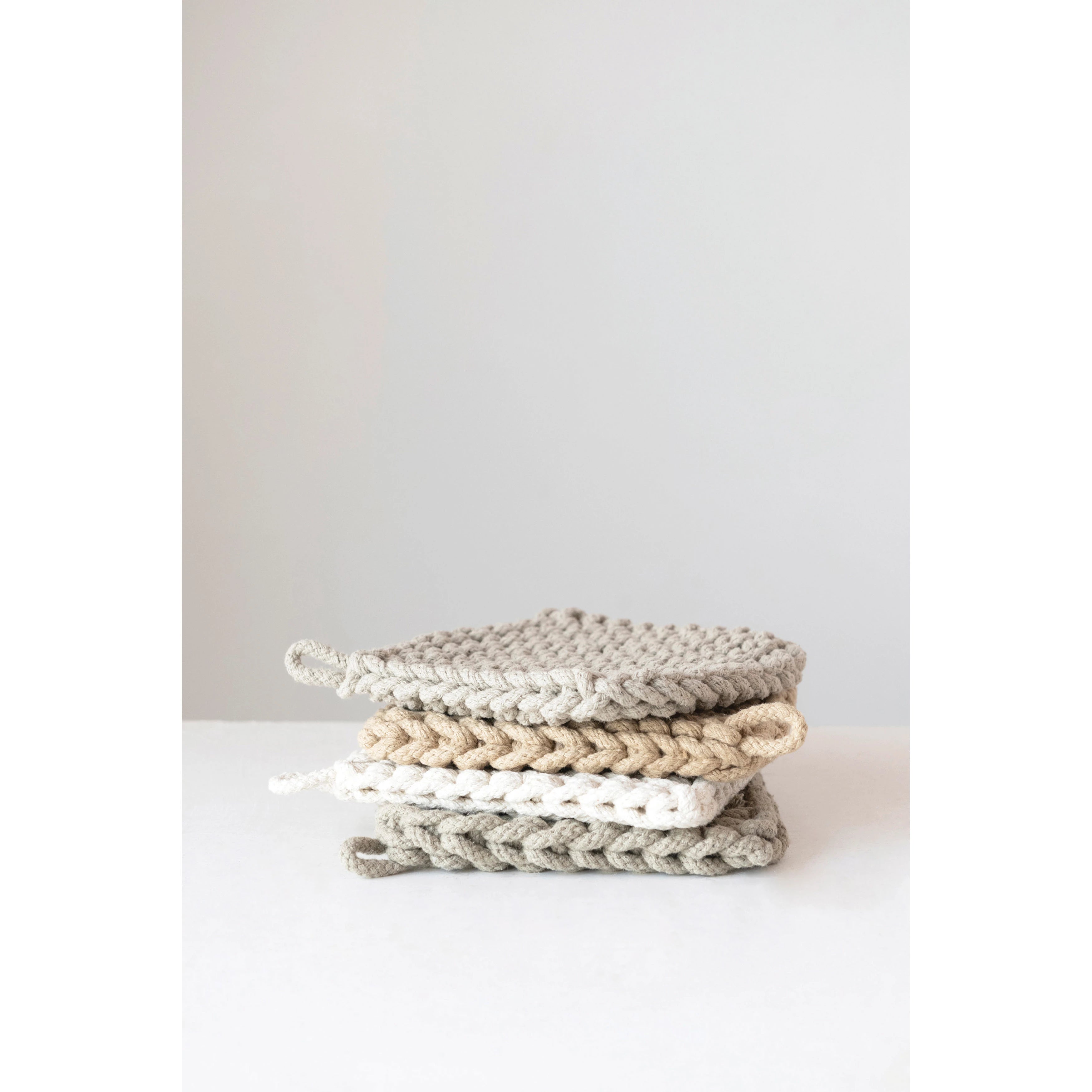 Cotton Crocheted Pot Holder, 4 Styles