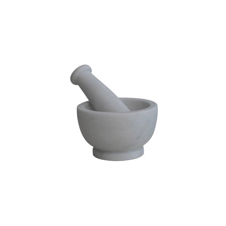 Marble Mortar & Pestle, White