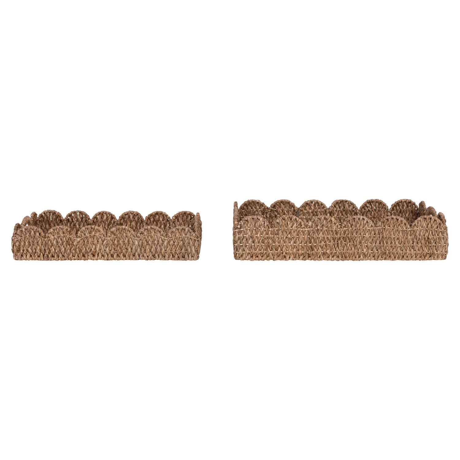 Decorative Braided Bankuan Trays w/ Handles & Scalloped Edge