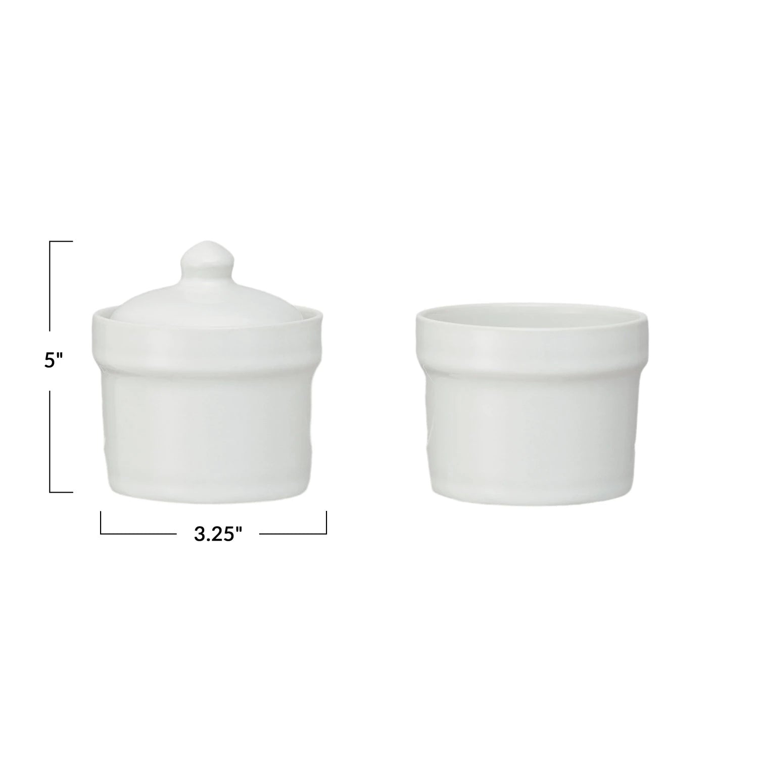 Stoneware Stackable Pinch Pots w/ Lid, White, Set of 2