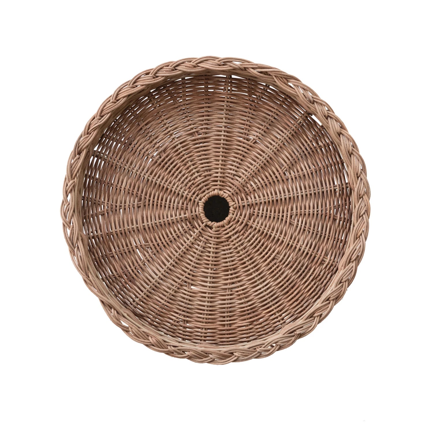 Hand-Woven Rattan Pedestal with Braided Rim