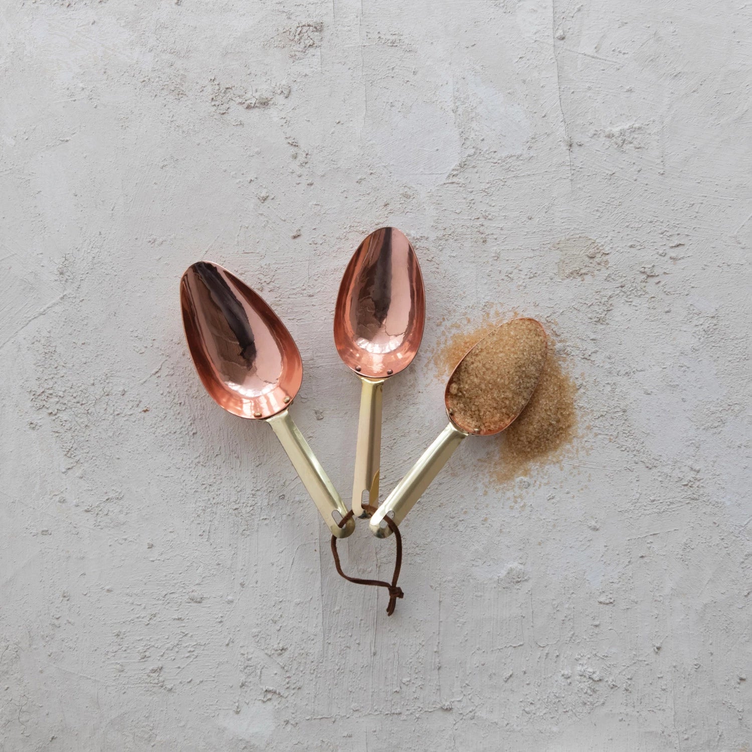Stainless Steel Scoops with Leather Tie