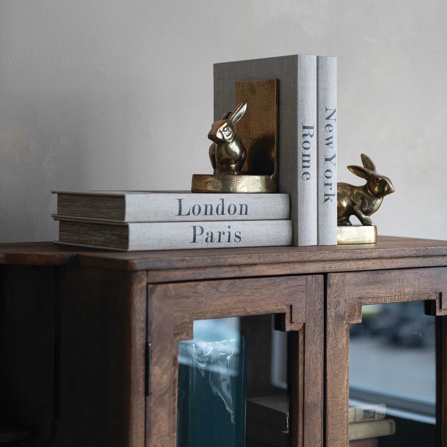 Antique Gold Cast Rabbit Bookends