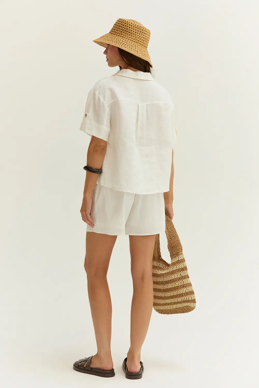 Mali Button Down Short Sleeve Linen Top