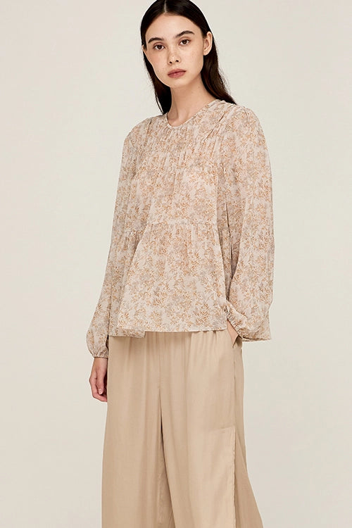 Tiered Floral Chiffon Blouse