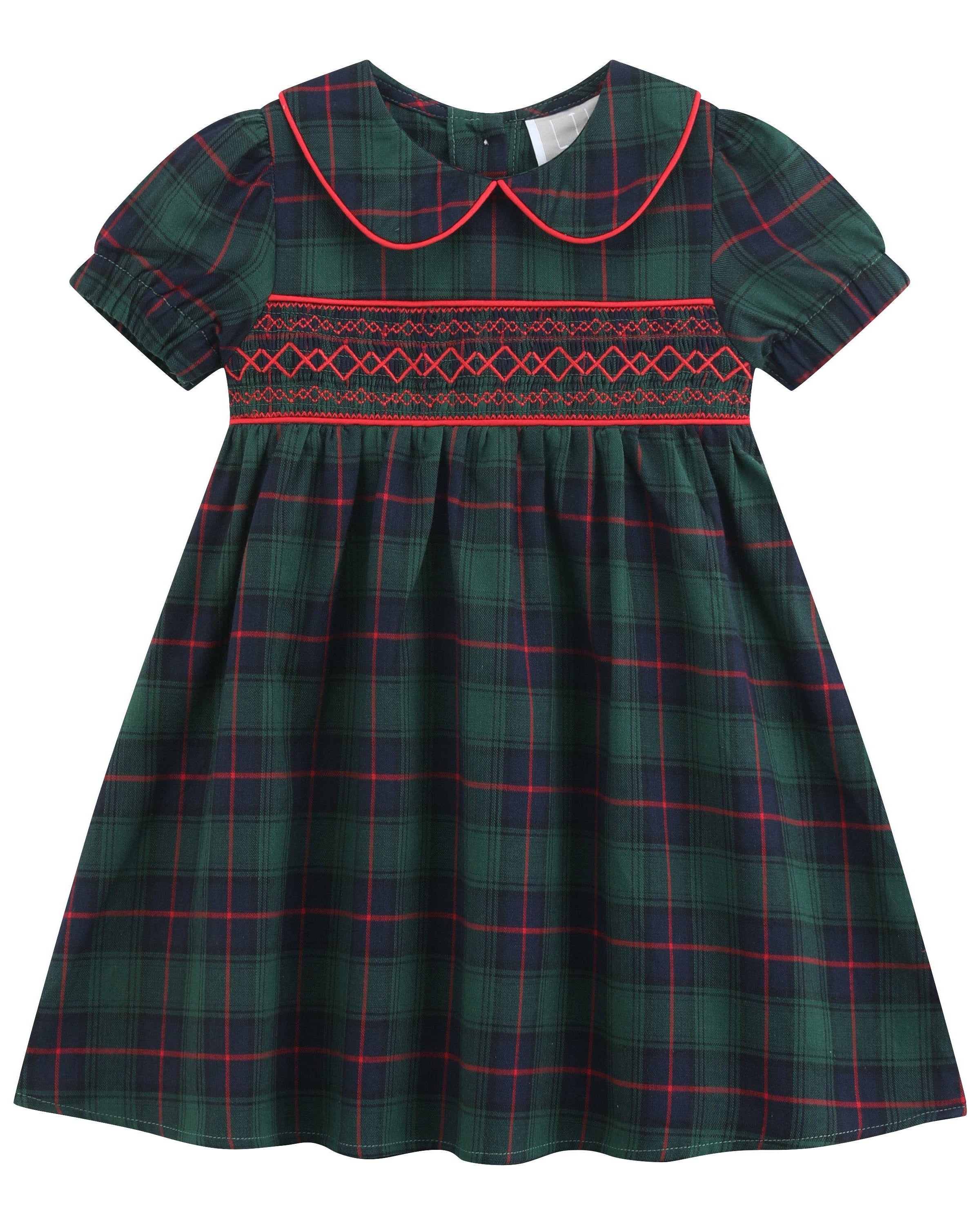 Plaid Smocked Collared Dress