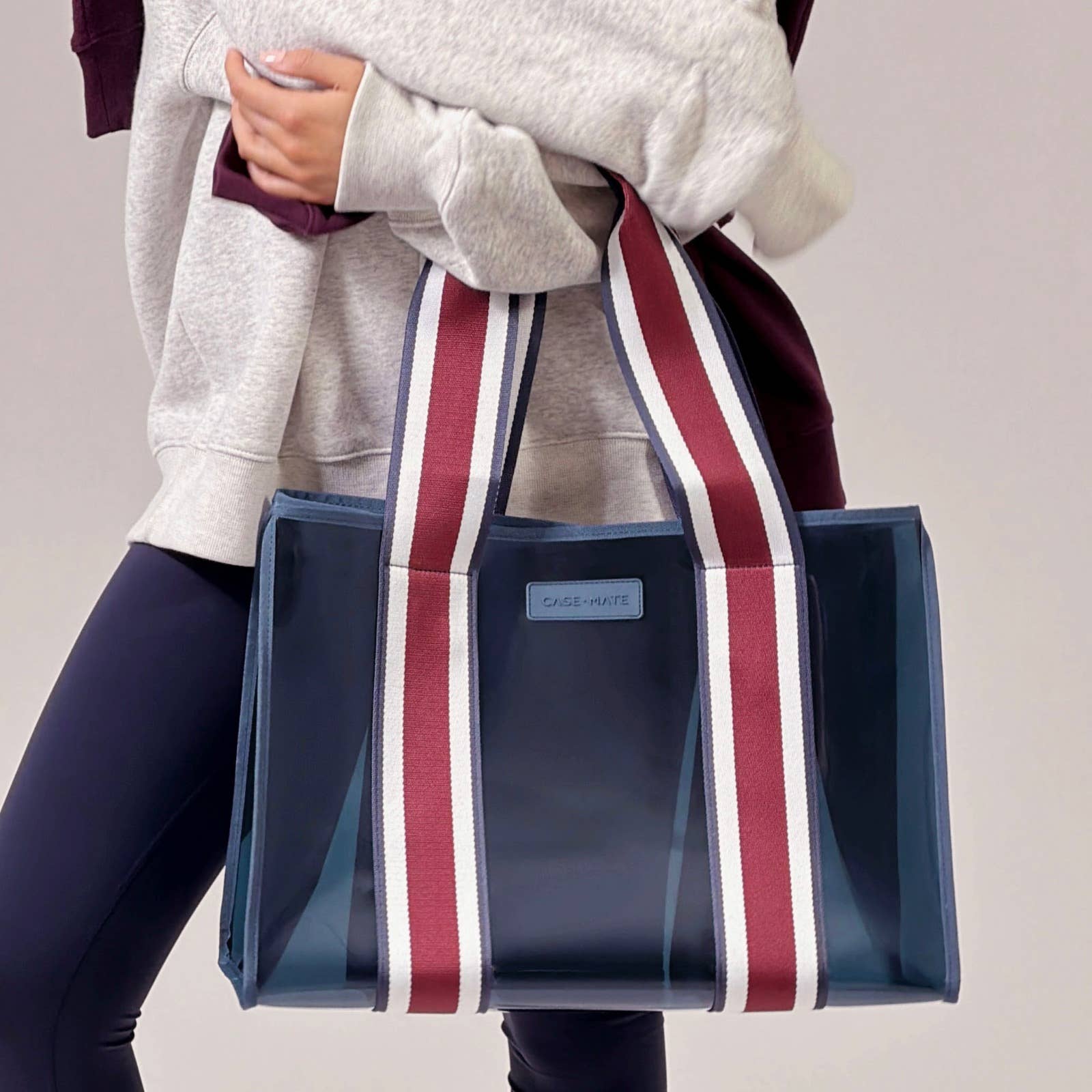 Navy Rugby Stripe Tote