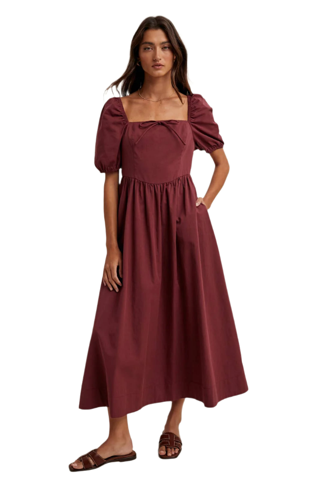 Puff Sleeve Midi Dress