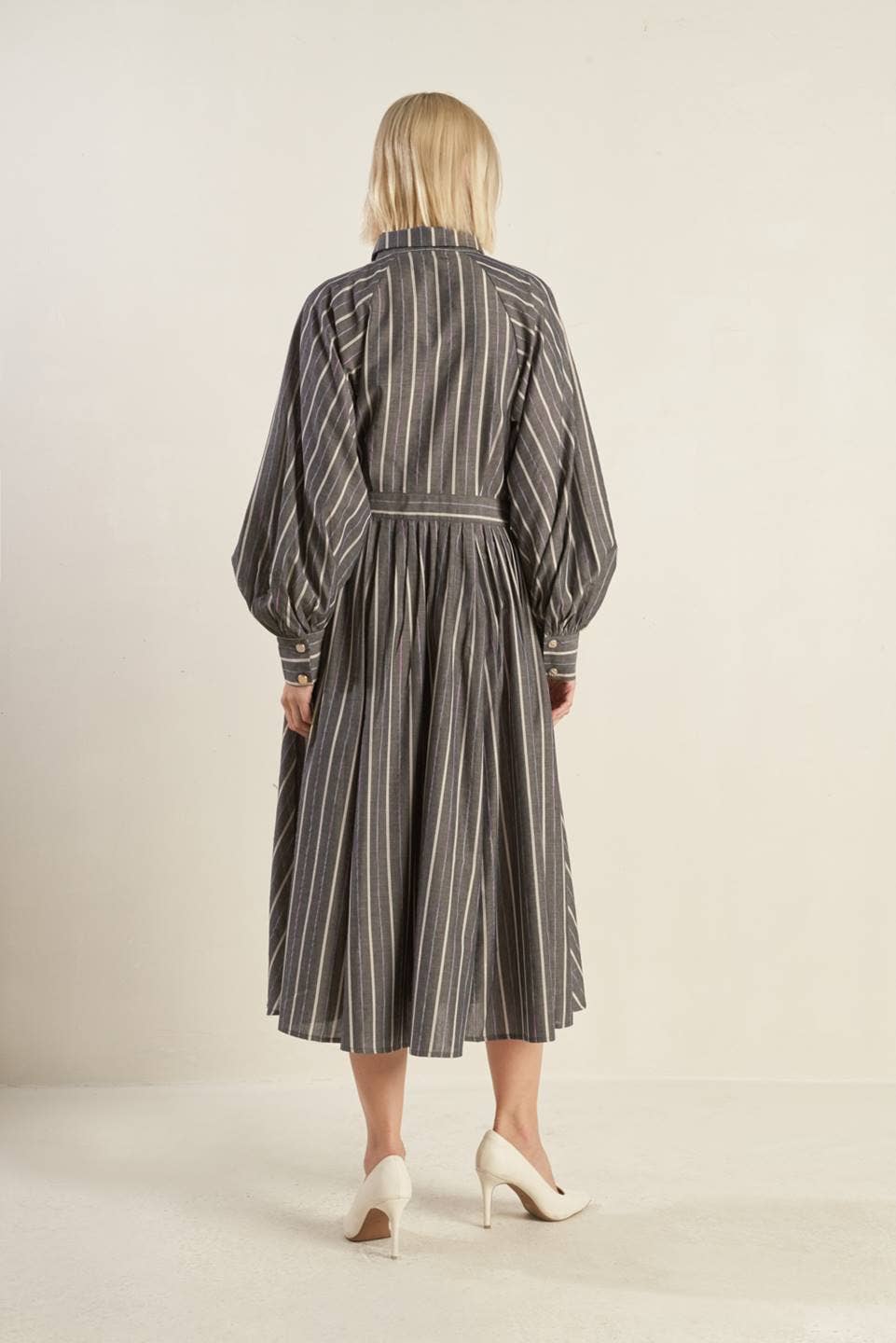 Woven Charcoal Midi Dress