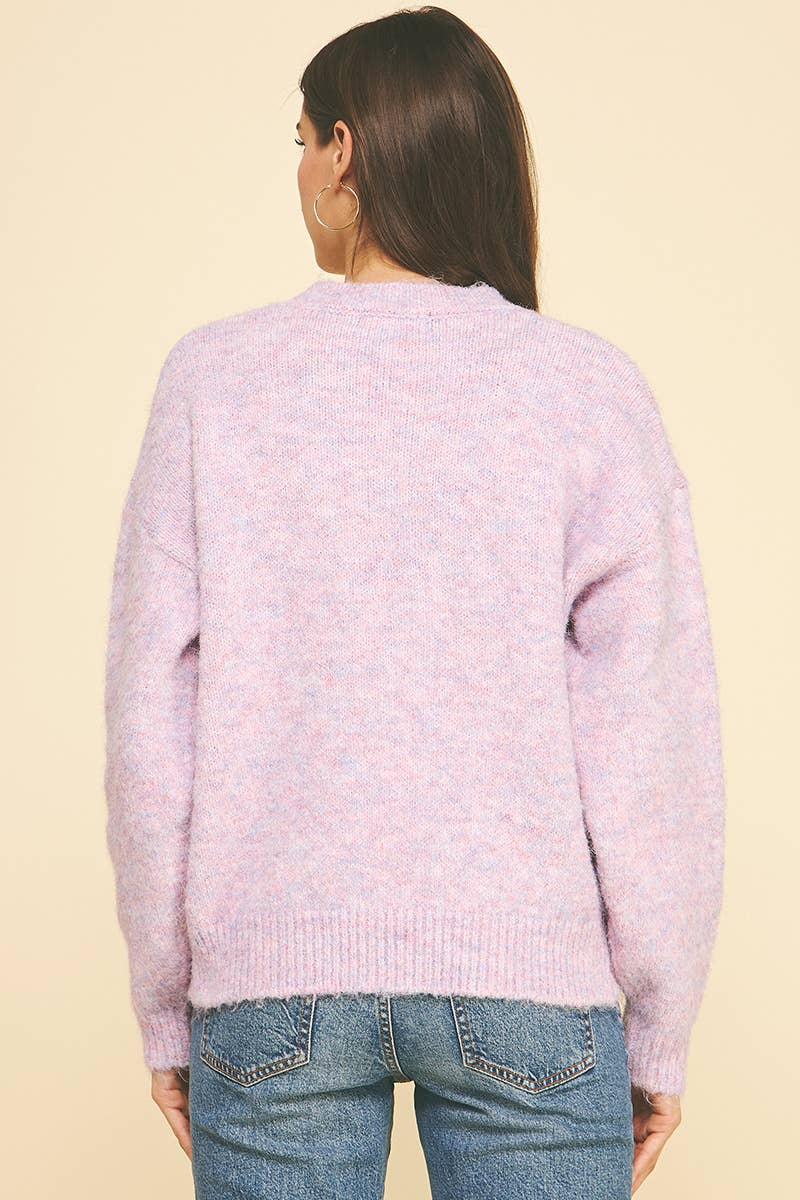 Crew Neck Knit Sweater Lavender