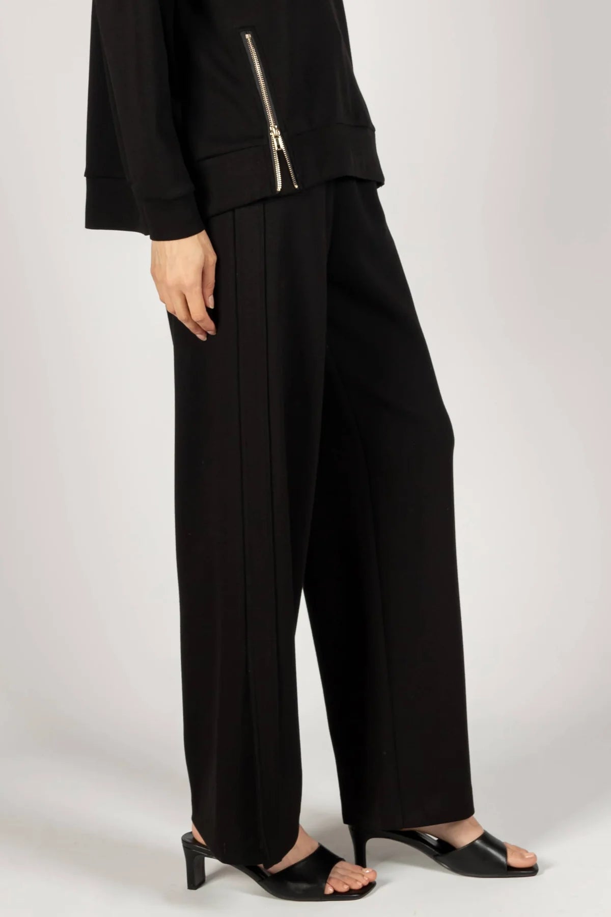 P. CILL "Butter Modal" Wide Leg Pants with Bottom Slits