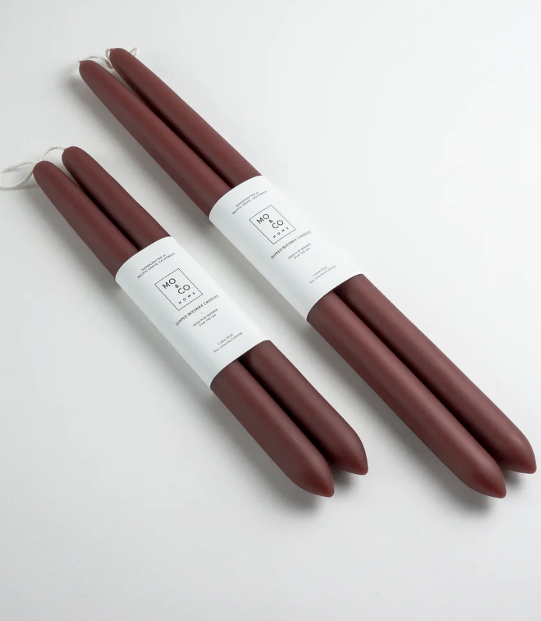 Beeswax Dipped Candles - Burgundy