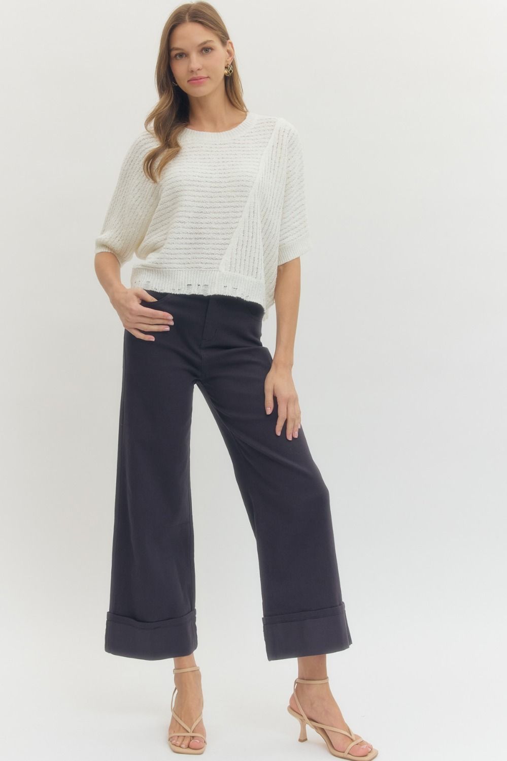 Navy Mid-Rise Ankle Pants