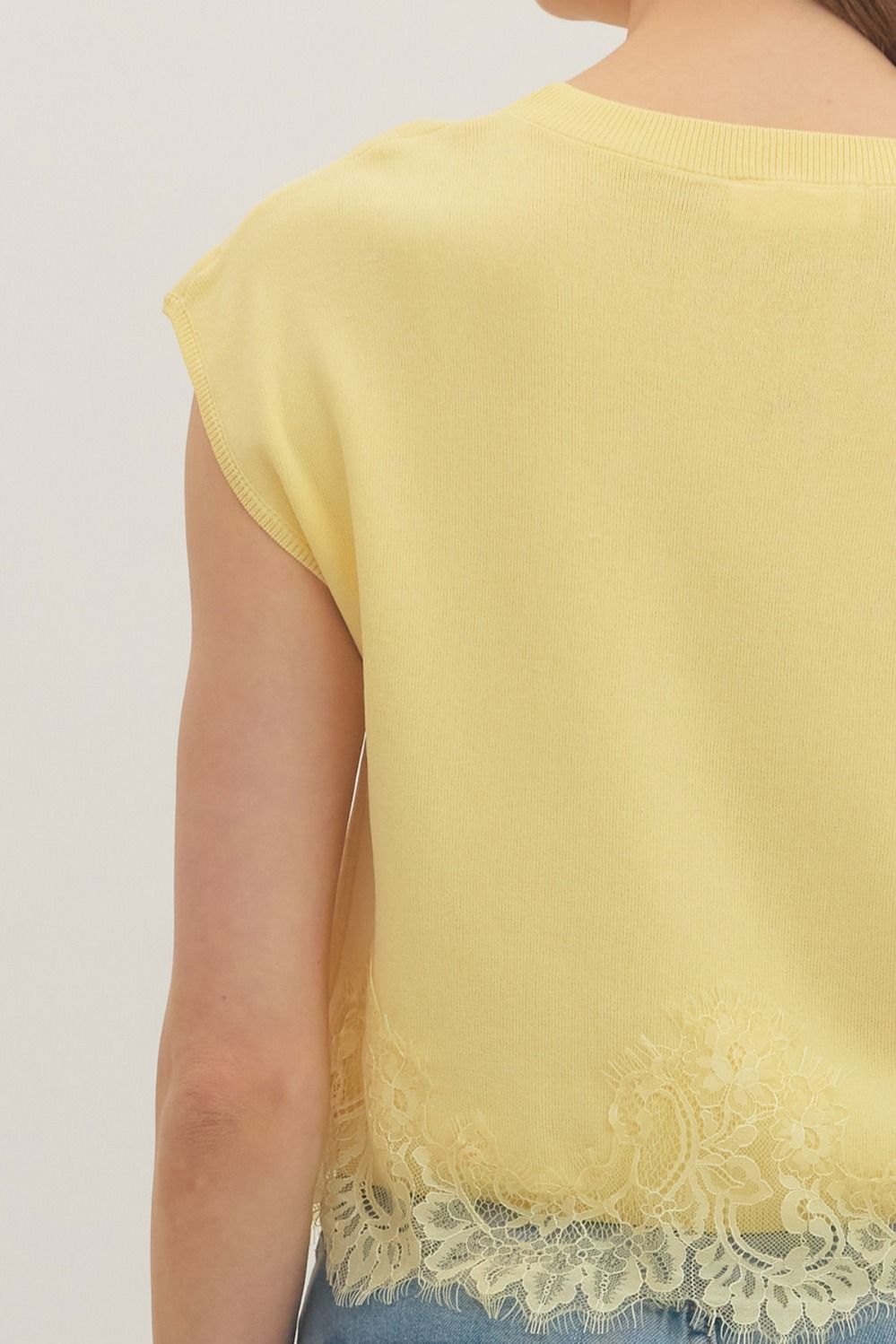 Lace Hem Lemon Knit Top
