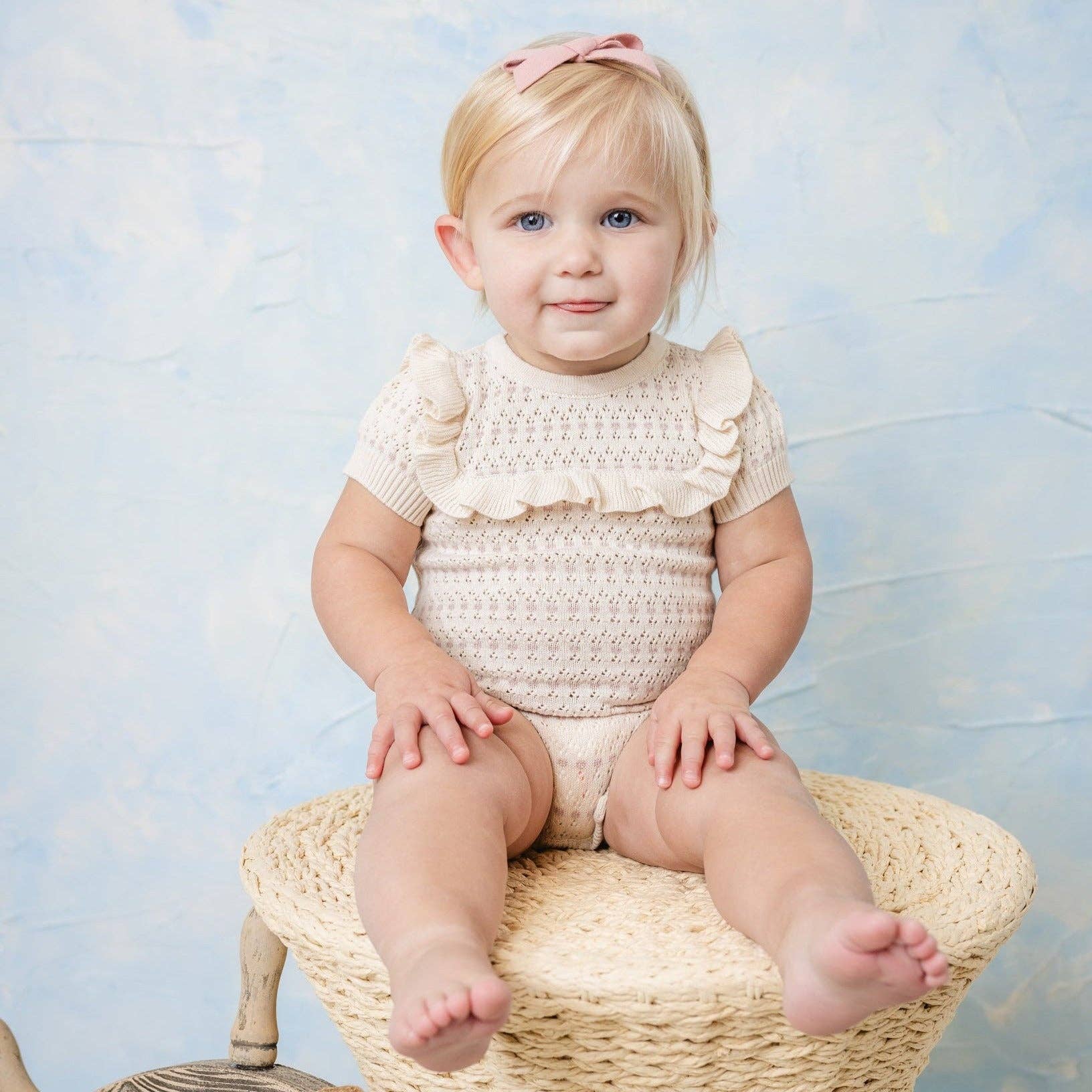 Pointelle Ecru Knit Romper