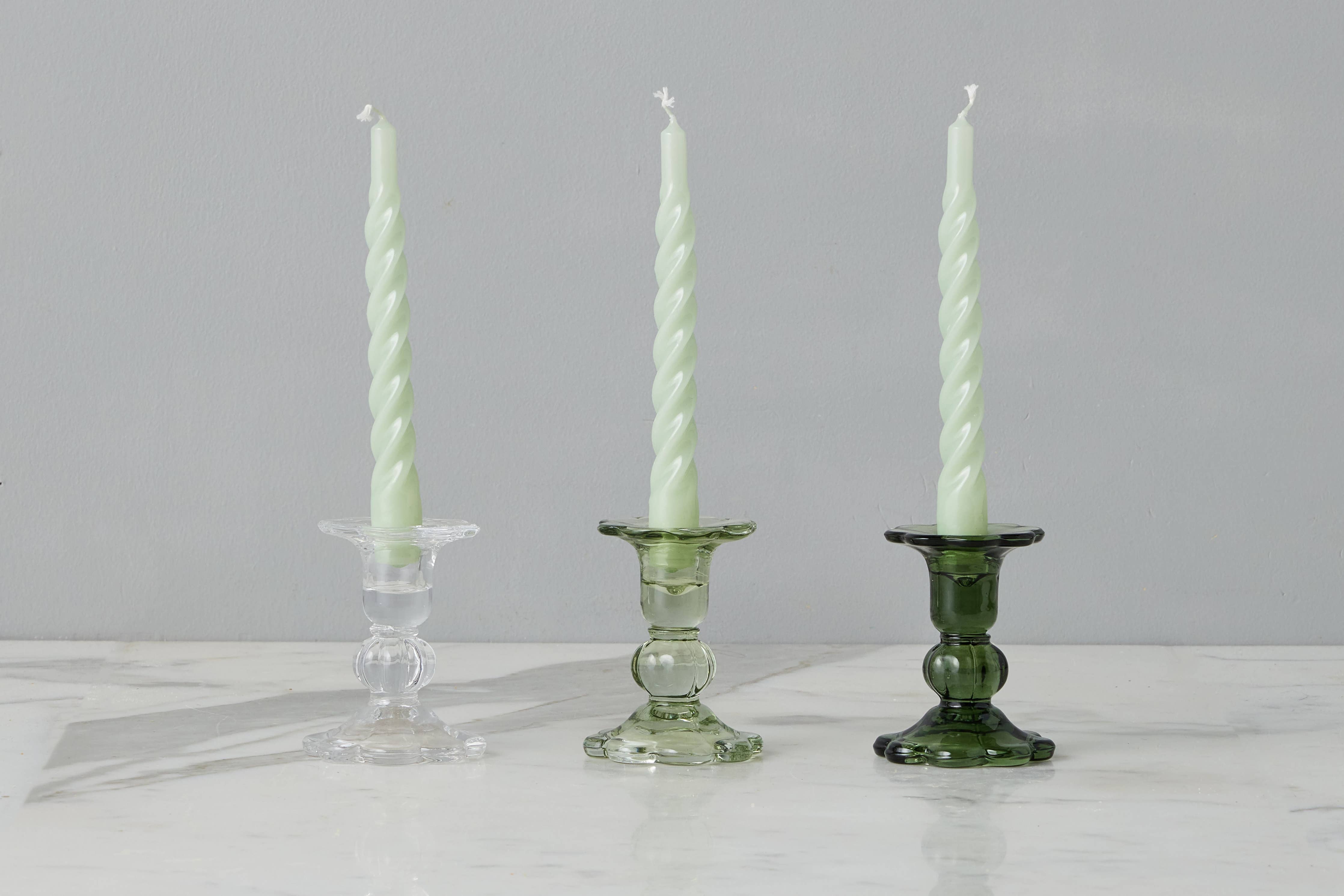Glass Scalloped Candlesticks