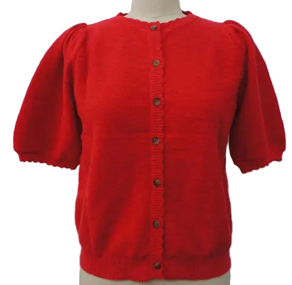 Puff Sleeve Cardigan Poppy