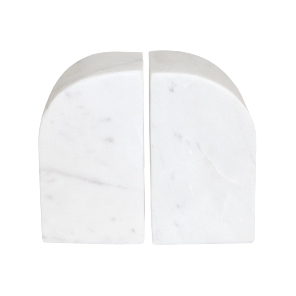 Set of 2 White Marble Bookends