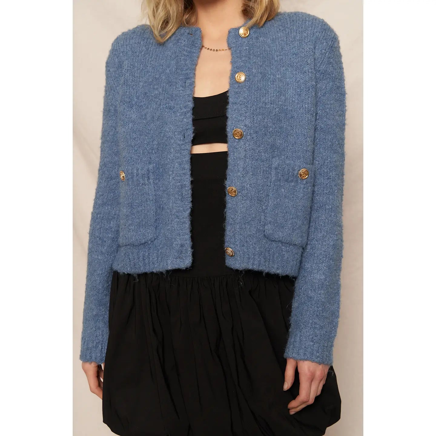 Round Neck Sweater Cardigan