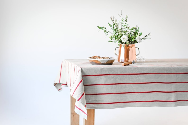Red Striped Tablecloth 60" x 90"
