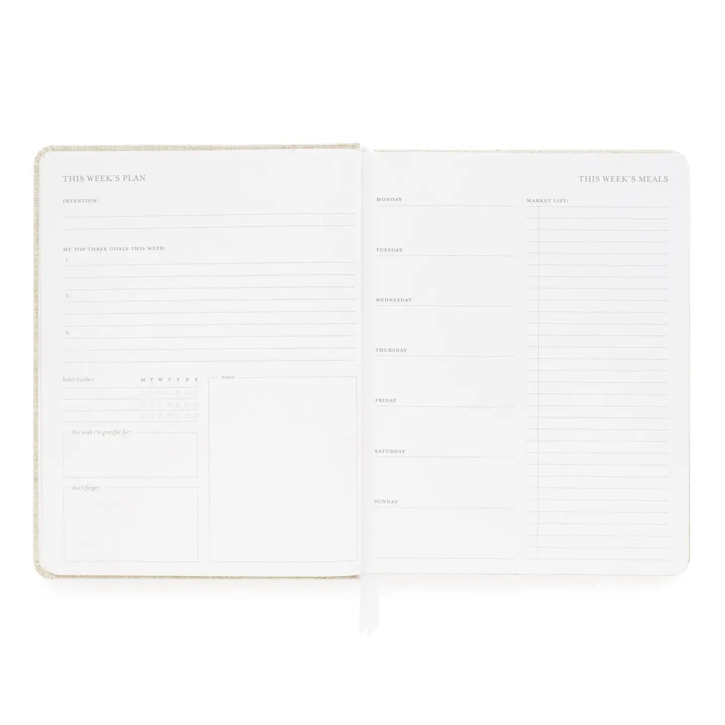 Undated Weekly Planner, Flax