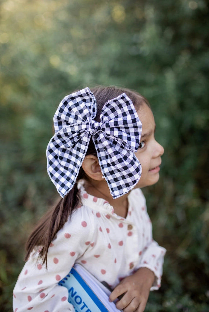 Black Gingham Party Bow