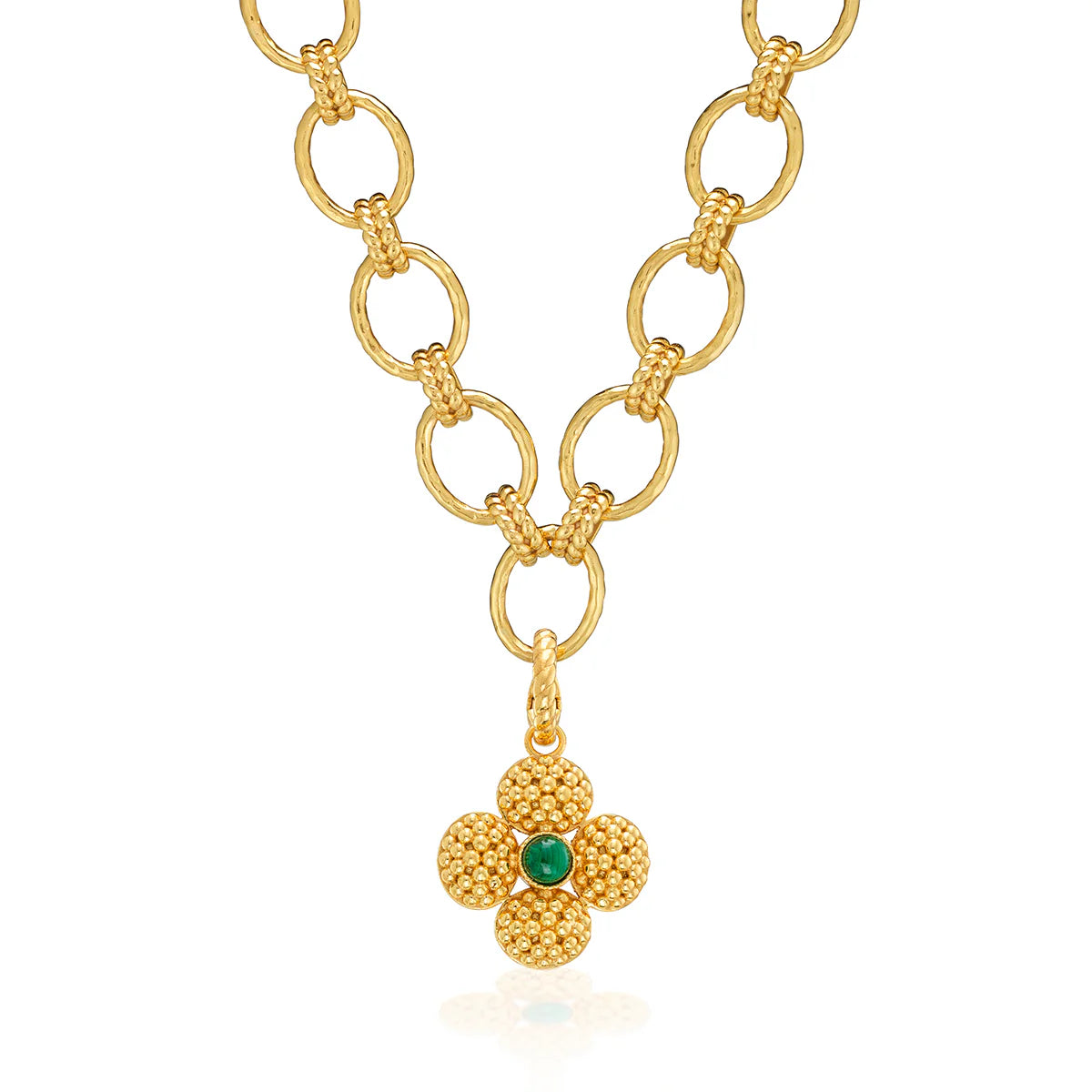 Berry Clover Double Sided Malachite Pendant