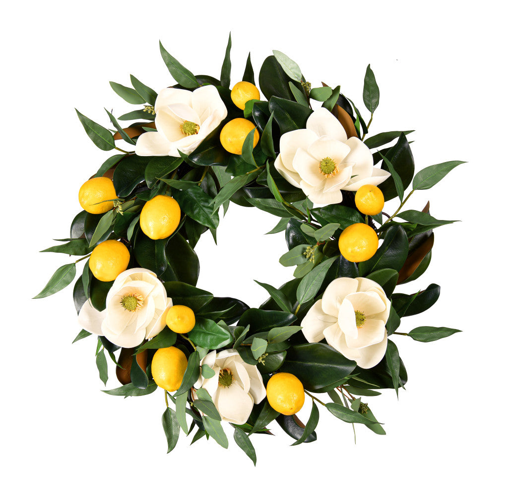 Magnolia Flower and Lemon Wreath 24"