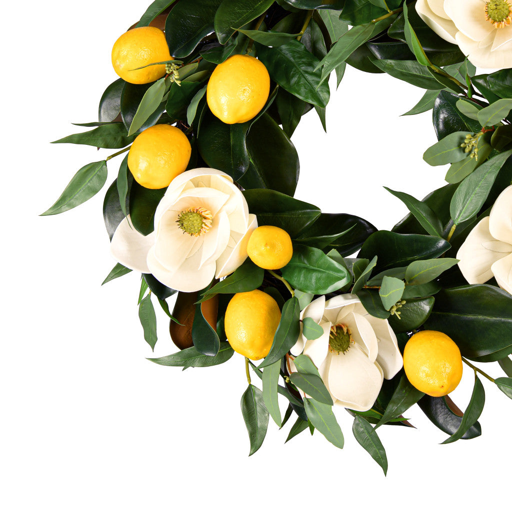 Magnolia Flower and Lemon Wreath 24"