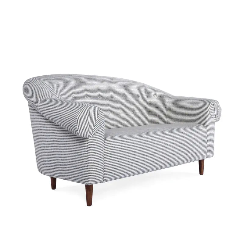 Fabric Upholstered Sofa w/ Stripes & Oak Wood Legs, KD