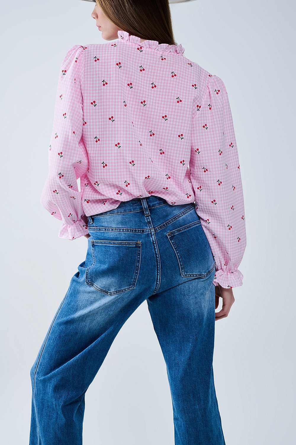 Medium Wash Straight Fit Cuffed Hem Jeans