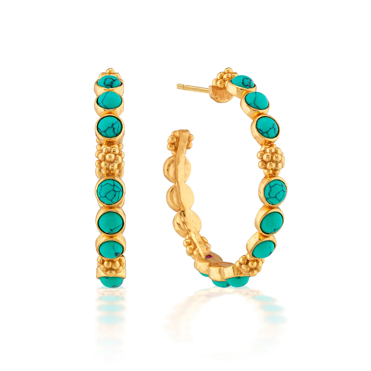 Berry Gem Turquoise Medium Hoop Earrings