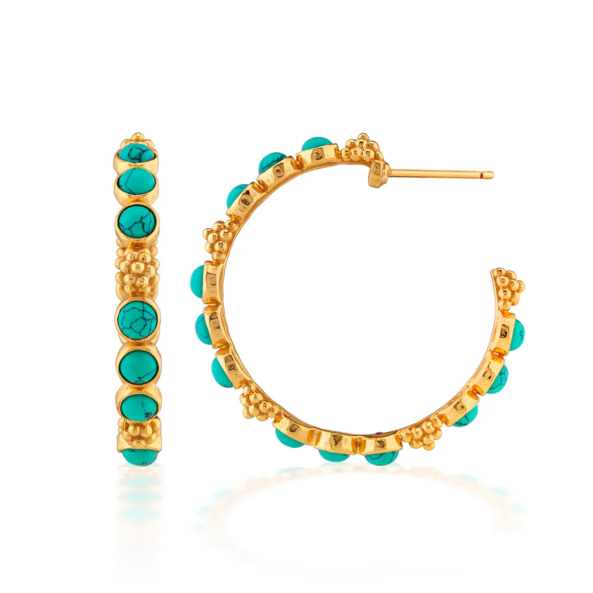 Berry Gem Turquoise Medium Hoop Earrings