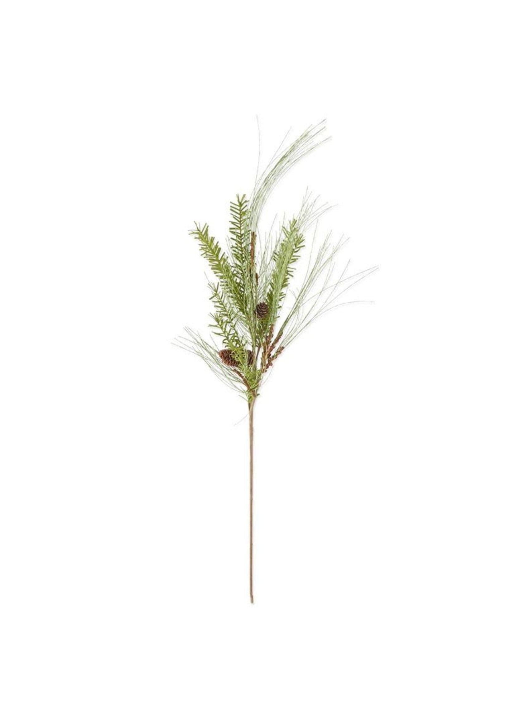 38" Long Wispy Pine Needle Stem w/Eva Pine & Pinecones